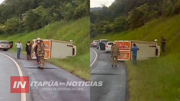 CAMIÓN VUELCA AL COSTADO DE LA RUTA 6 EN TRINIDAD