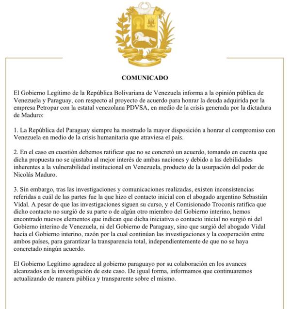 PDVSA: Guaidó y Villamayor se desentienden de Vidal