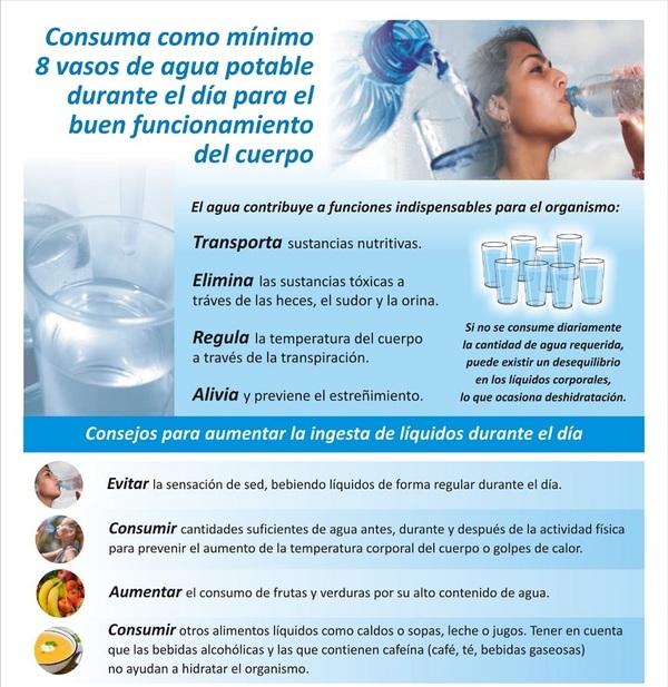 Acordate: ocho vasos de agua al día