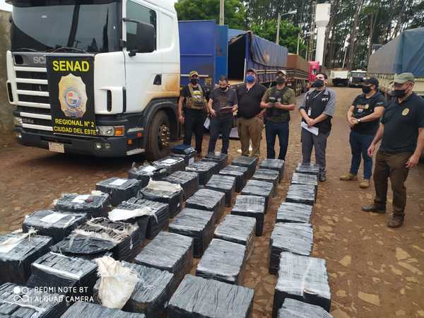 Incautan más de 1.600 kilos de marihuana oculta en compartimiento de tractocamión