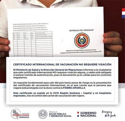 El cetificado internacional de vacunación es obligatorio para viajar – Prensa 5