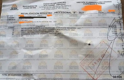ADVERTENCIA: desprolijo cobro de IMPUESTOS en comuna de CDE