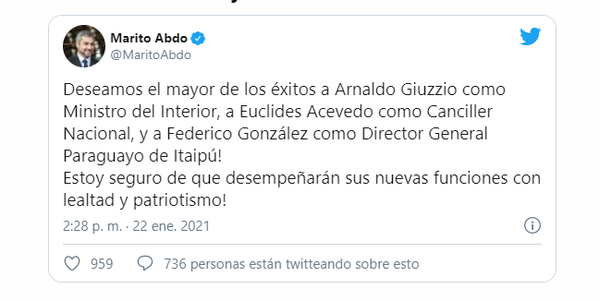 Cambios en el Gabinete de Mario Abdo