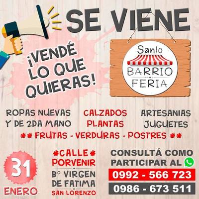 En San Lorenzo: Vende lo que quieras en "Barrio Feria SanLo" » San Lorenzo PY