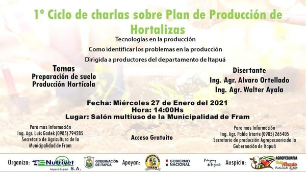 ANUNCIAN CAPACITACIÓN A PEQUEÑOS PRODUCTORES EN FRAM