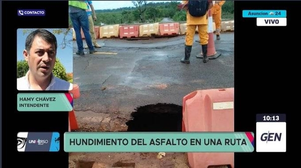 HOY / Hamy Chávez, intendente de San José de los Arroyos, sobre el hundimiento del asfalto en la ruta PY 02