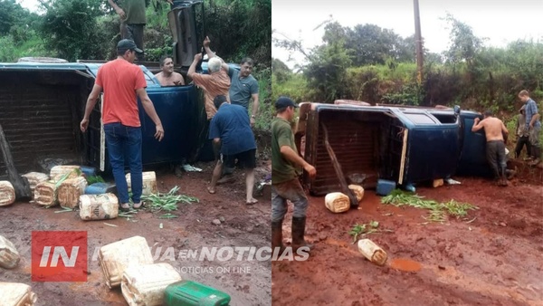 CAMIONETA VUELCA CON EMBARAZADA Y NIÑO A BORDO EN ITAPÚA POTY