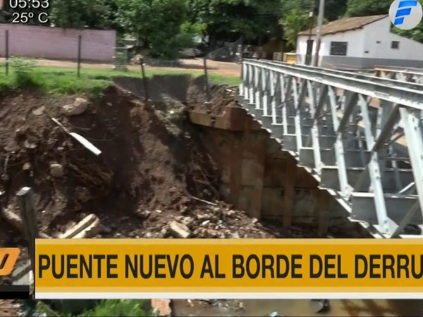 Puente instalado por el MOPC corre riesgo de derrumbe en Lambaré