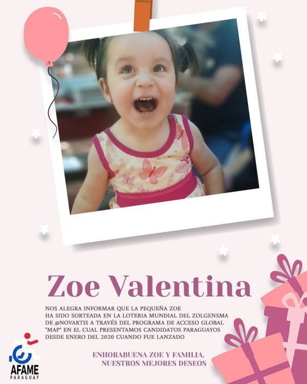 Zoe también recibirá el Zolgensma