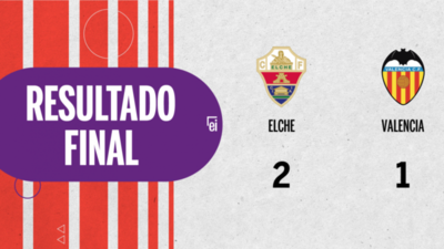 Con la mínima diferencia, Elche venció a Valencia por 2 a 1