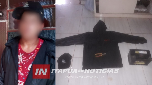 POLICÍAS ATRAPAN A PRESUNTO LADRÓN DE BATERÍA Y LA RECUPERAN.