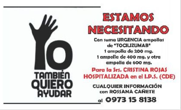 Apelan a solidaridad para comprar medicamentos a paciente con Covid y dengue