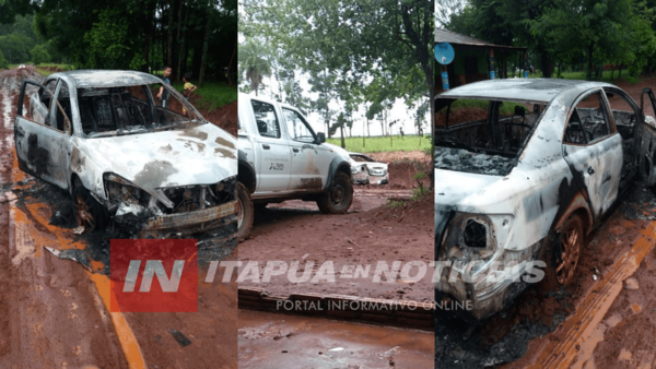 VEHÍCULO FUE CONSUMIDO POR LAS LLAMAS EN PIRAPEY 58.