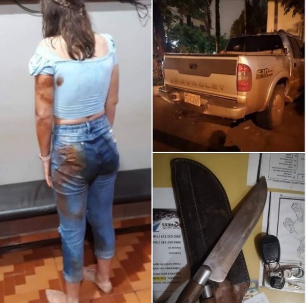Ebrio lanzó a su pareja de camioneta