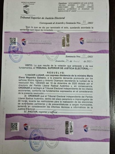 El TEI del Partido Liberal solicitará una aclaratoria al TSJE - Nacionales - ABC Color