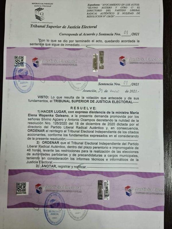 El TEI del Partido Liberal solicitará una aclaratoria al TSJE - Nacionales - ABC Color