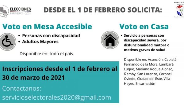 Comenzó plazo para solicitud de «Voto en Casa» y «Mesa Accesible» con miras a las municipales