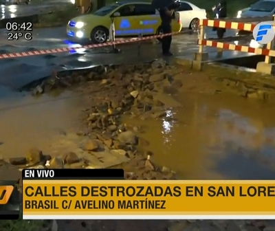 San Lorenzo: Calles destrozadas tras fuerte temporal