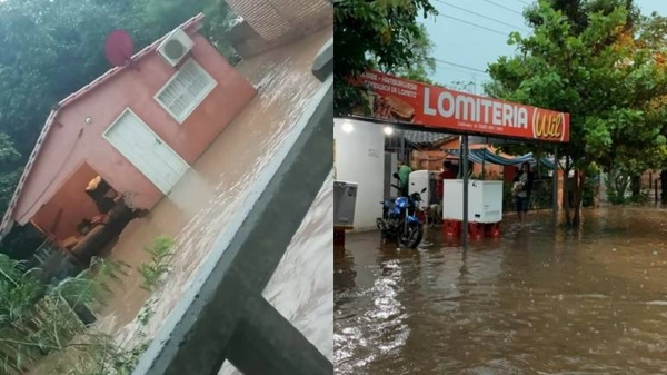 HOY / Dramática situación en Caacupé: Viviendas y comercios bajo agua tras intensas lluvias