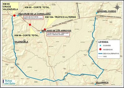 Un tramo de la ruta 2 sigue inhabilitada según la caminera