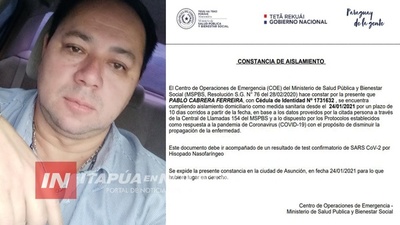 PRESIDENTE DE LA JUNTA MUNICIPAL DE SAN COSME CON ALTA MÉDICA TRAS EL COVID 19