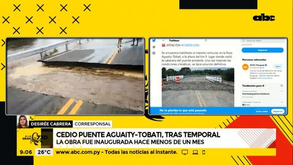 Cedió el Puente Aguaity-Tobati, con obras inauguradas hace menos de un mes - ABC Noticias - ABC Color