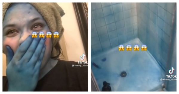 Mujer termina con la piel azul y arruina el baño de su casa tras un desastroso intento de teñirse el pelo - C9N