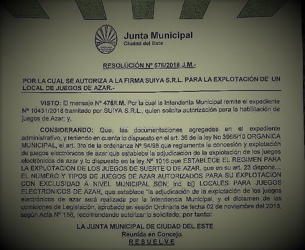 ¿Cuánto COSTO la AUTORIZACIÓN municipal para el CASINO ELECTRÓNICO otorgado a LAVADORES de DINERO…?