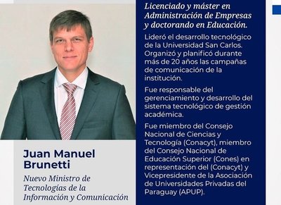 Juan Manuel Brunetti es designado ministro de Mitic | Noticias Paraguay