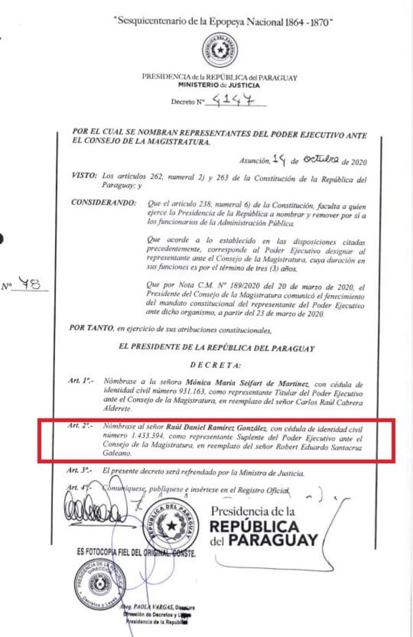 Abogado de Villamayor es suplente del Ejecutivo ante el Consejo de la Magistratura - Nacionales - ABC Color