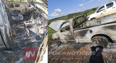 INVASORES »SINTIERRA» QUEMARON CAMIONETA Y AGREDIERON A POLICÍAS