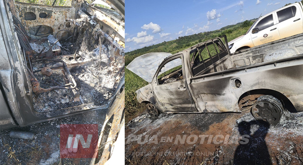 INVASORES »SINTIERRA» QUEMARON CAMIONETA Y AGREDIERON A POLICÍAS