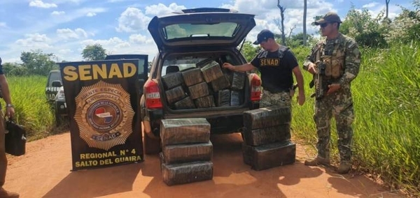 HOY / Más de 300 kilos de marihuana fueron incautados dentro de una camioneta en Canindeyú