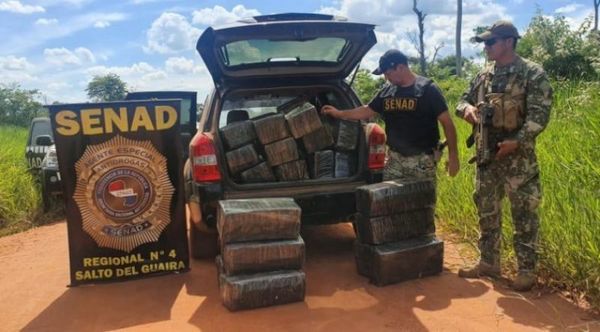 Más de 300 kilos de marihuana fueron incautados dentro de una camioneta en Canindeyú