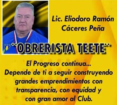 Eliodoro Ramón Cáceres; su historia dirigencial, logros y el futuro del club Sp. Obrero