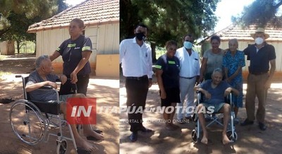 UN ANCIANO DE 101 AÑOS DE EDAD DE SAN PEDRO DEL PARANÁ RECIBIÓ UNA SILLA DE RUEDAS