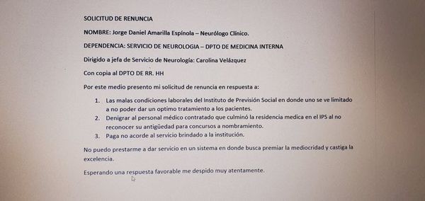 IPS no concede la antigüedad de los residentes y médicos empiezan a renunciar - Nacionales - ABC Color