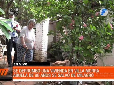 Mujer de 88 años se salva tras el derrumbe de su casa en Villa Morra