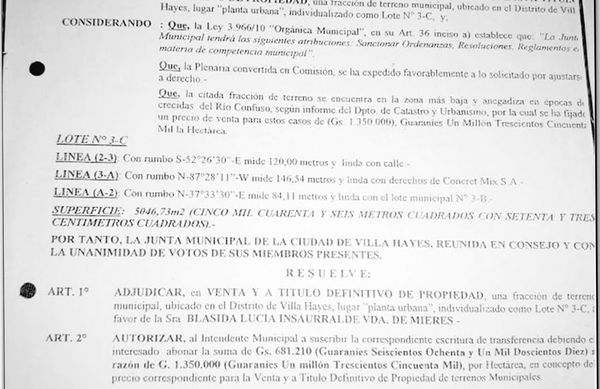 En poder de “Bachi” termina inmueble municipal que costó apenas G. 681.210 - Nacionales - ABC Color