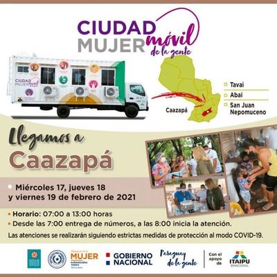 Ciudad Mujer Móvil prestará servicios esta semana en Caazapá