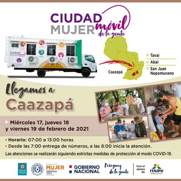 Ciudad Mujer Móvil prestará servicios esta semana en Caazapá
