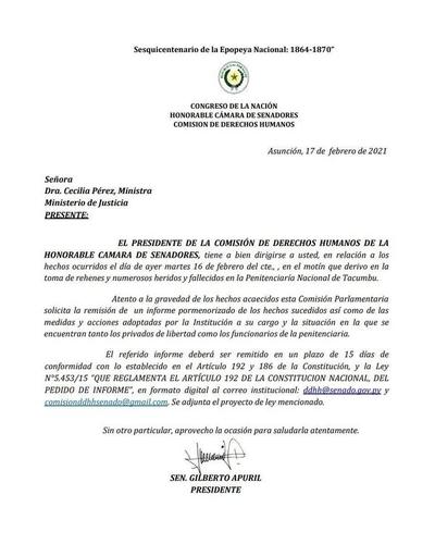 Comisión de DDHH del Senado pide informe sobre la masacre en Tacumbú - ADN Digital