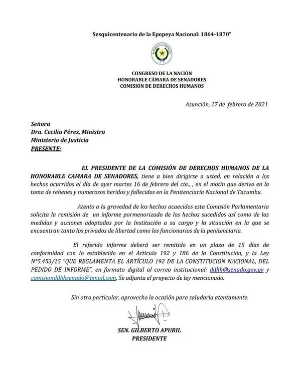 Comisión de DDHH del Senado pide informe sobre la masacre en Tacumbú - ADN Digital