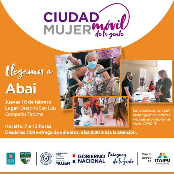 Ciudad Mujer Móvil prestará servicios este jueves en Abai, Caazapá | .::Agencia IP::.