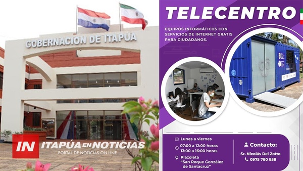 AVISAN LA DISPONIBILIDAD PARA USO GRATUITO DE COMPUTADORAS EN EL TELECENTRO DE LA GOBERNACIÓN.
