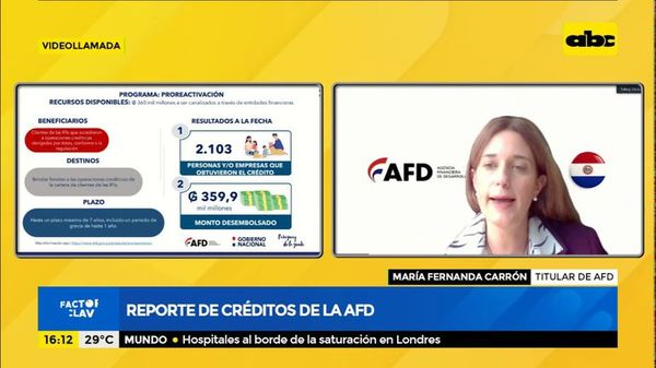 AFD recuerda que bajó sus tasas de cara a reactivación, pero aclara que beneficio no es retroactivo - Nacionales - ABC Color
