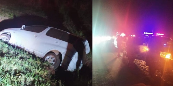 EL CONDUCTOR PERDIÓ EL CONTROL Y TERMINÓ EN UNA ZANJA.
