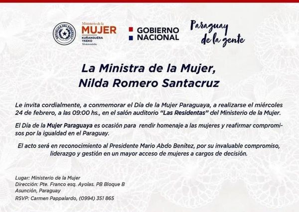 Ante temor de escrache, ministerio recula homenaje a Marito en Día de la Mujer Paraguaya - Nacionales - ABC Color