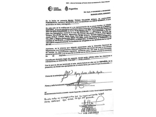 Argentina otorga refugio a hermanas de Carmen Villalba