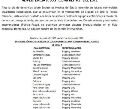 Advierten a compristas sobre locales de estafa en CDE